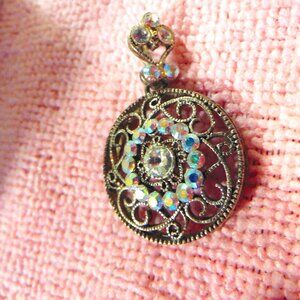 LARGE FILIGREE and CRYSTAL PENDANT
